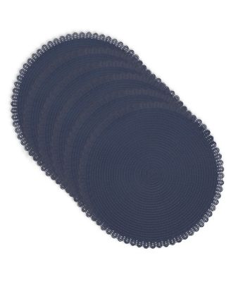 Dainty Home Chantilly 15" Round Woven Placemats Set of 6 - Durable, Reversible and Non-Slip Table Mats