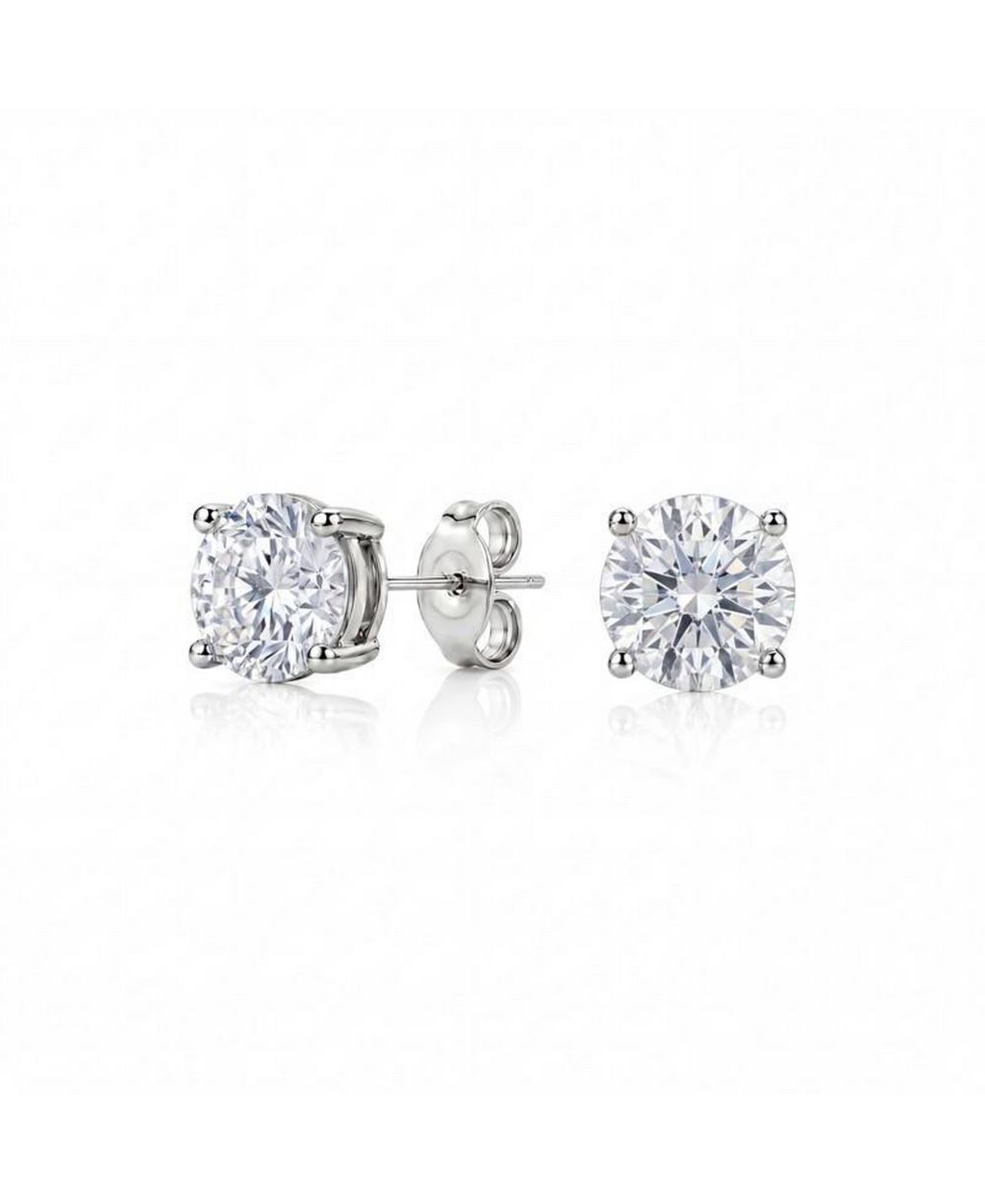 Genevive Dainty Sterling Silver Brilliant Round 5MM CZ Mini Stud Earrings