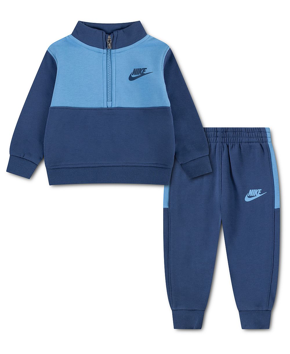 Nike Baby Boys' Color-Blocked Fleece Quarter-Zip Sweatshirt and Pants, 2-Piece Set