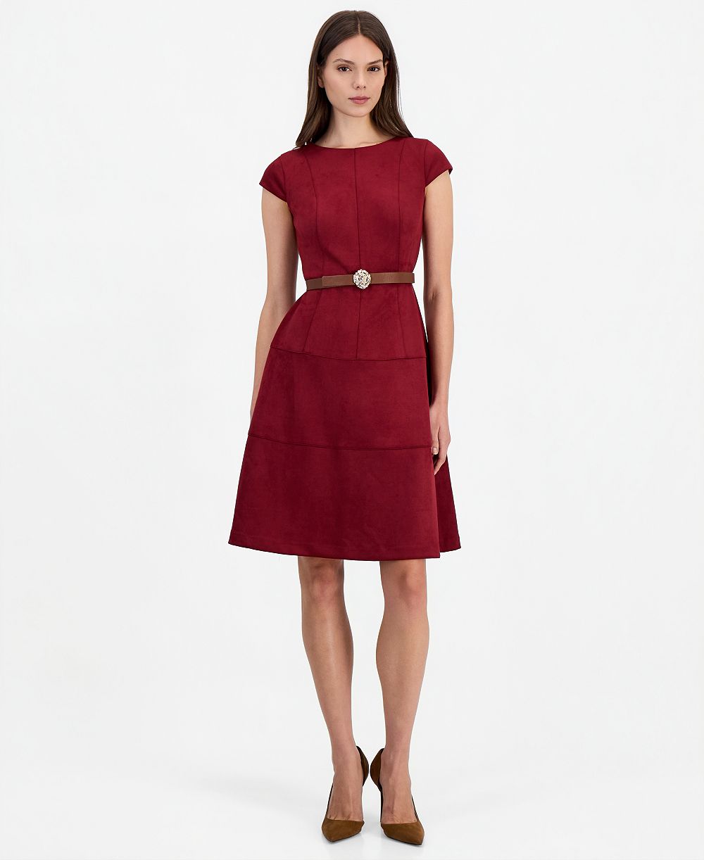 Anne Klein Женское миди-платье Heritage A-Line с короткими рукавами-капюшонами и ярусным подолом