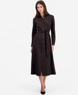 Anne Klein женское платье-рубашка миди с приталенным силуэтом и поясом с завязкой