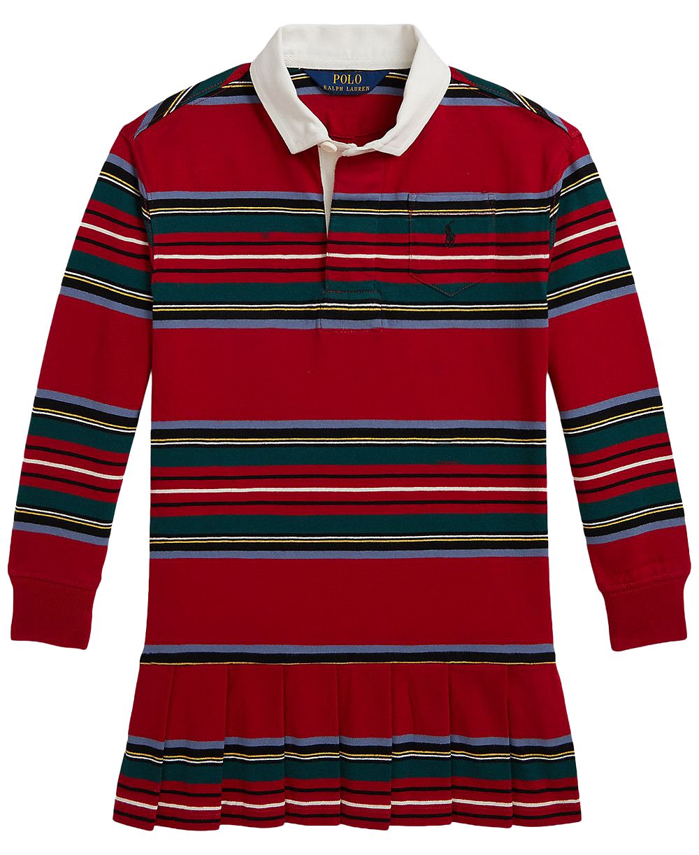 Polo Ralph Lauren Девочки 2T-6X полосатое хлопковое джерси регби платье