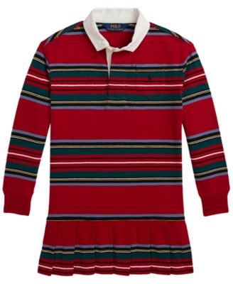 Polo Ralph Lauren Девочки 2T-6X полосатое хлопковое джерси регби платье