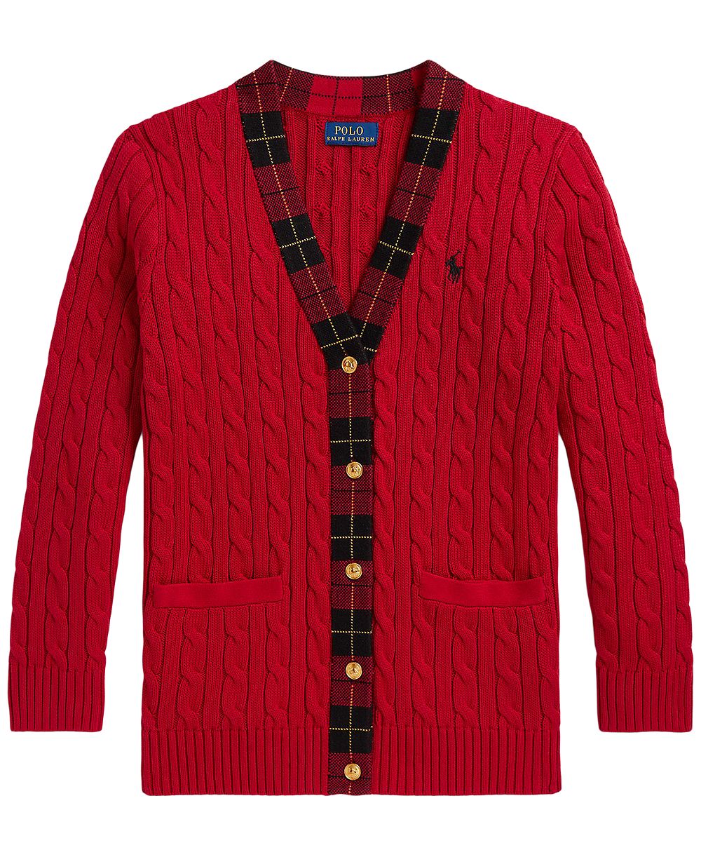 Polo Ralph Lauren Девочки 7-16 клетчатая вязаная кардиган