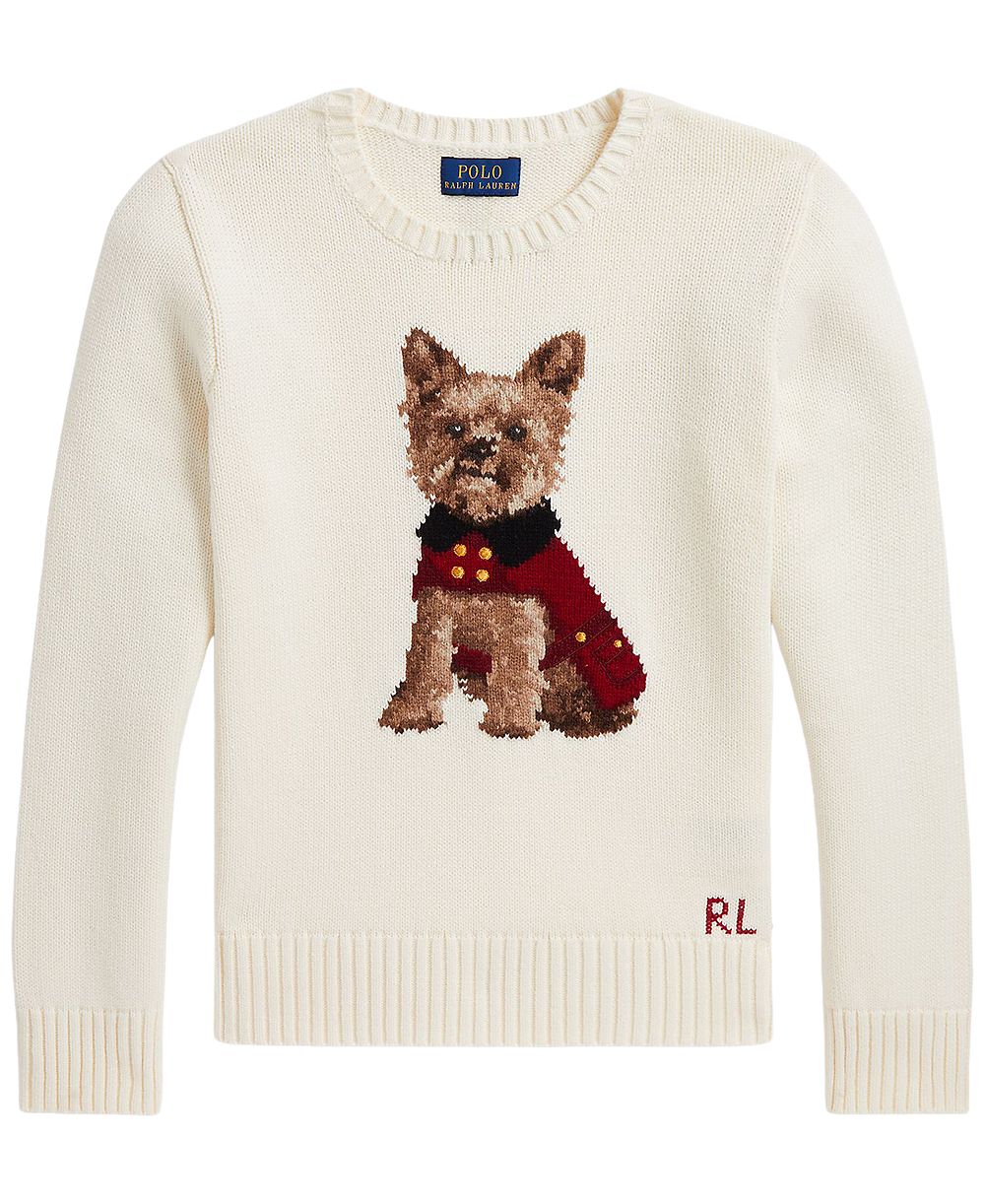 Polo Ralph Lauren Детский хлопковый свитер с собакой для девочек 7-16