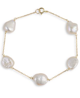 Belle de Mer Cultured Freshwater Pearl(9-10mm) Bracelet in 10k Yellow Gold
