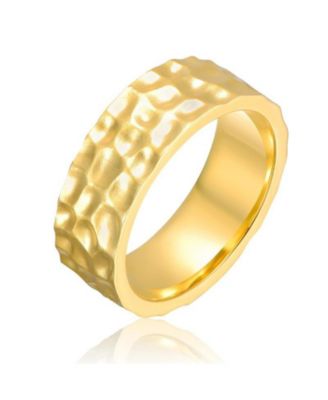 Rachel Glauber Bold 14K Gold Plated Radiant Hammered Texture Band Ring