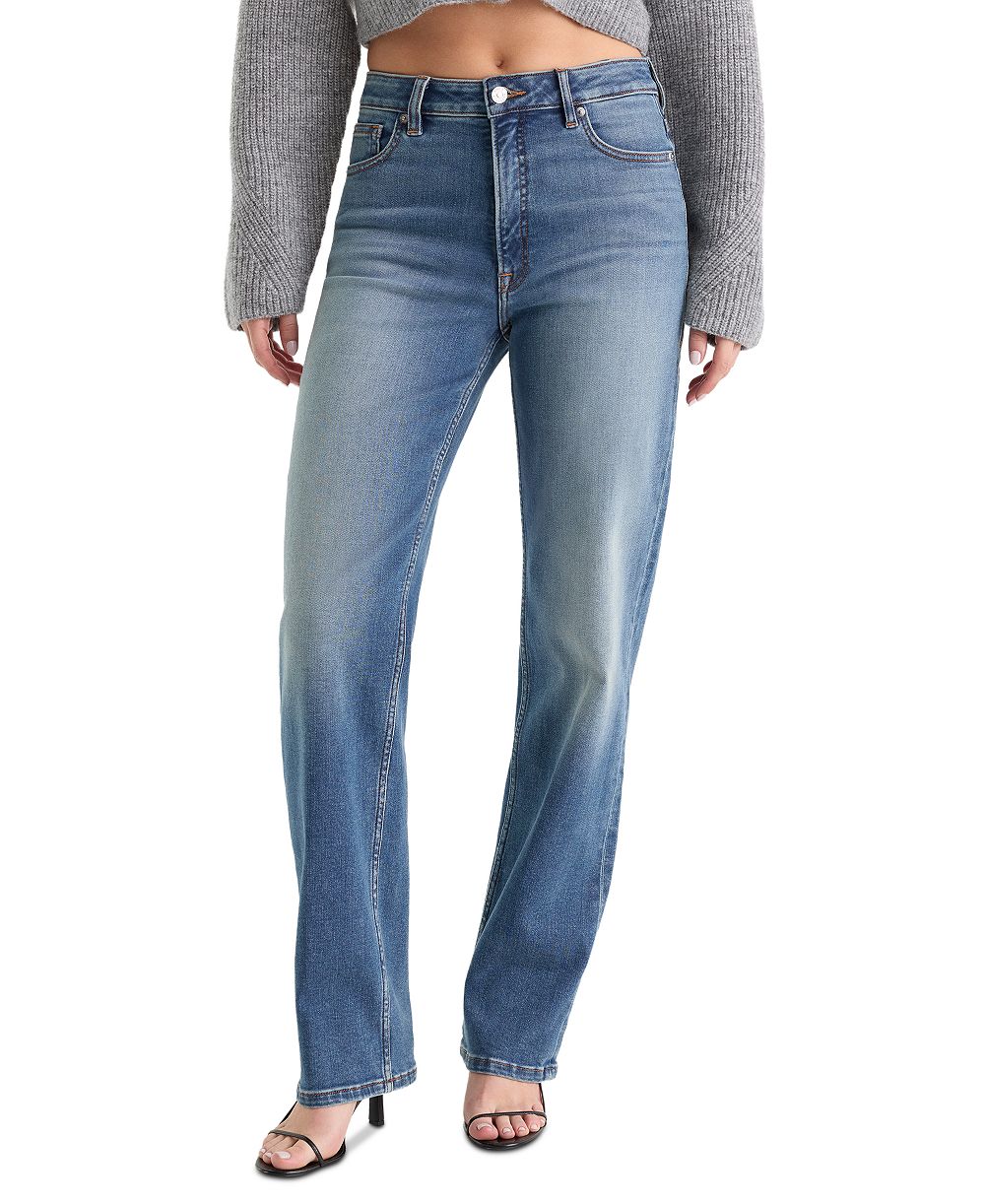 Good American Women's Good True Straight High-Rise Straight-Leg Jeans