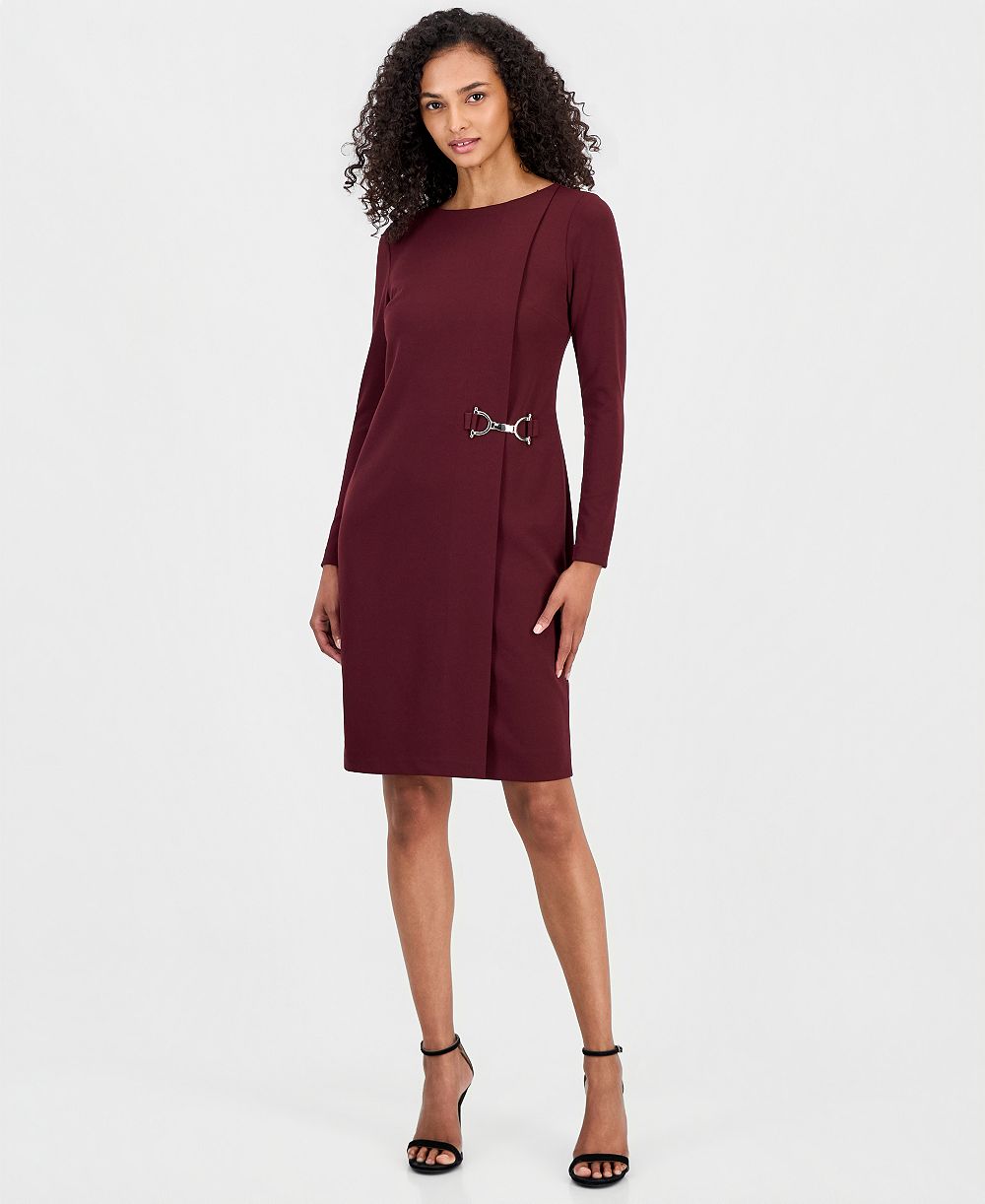 Женское платье-футляр Anne Klein Petite из скубы с круглым вырезом
