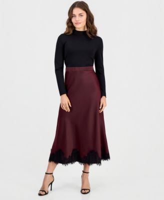 Anne Klein женское длинное кружевное платье Montreal Sati с воротником-стойкой и длинным рукавом, размер Petite