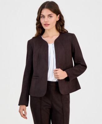 Anne Klein Essentials женская куртка из замши Scuba с открытым передом, Petite