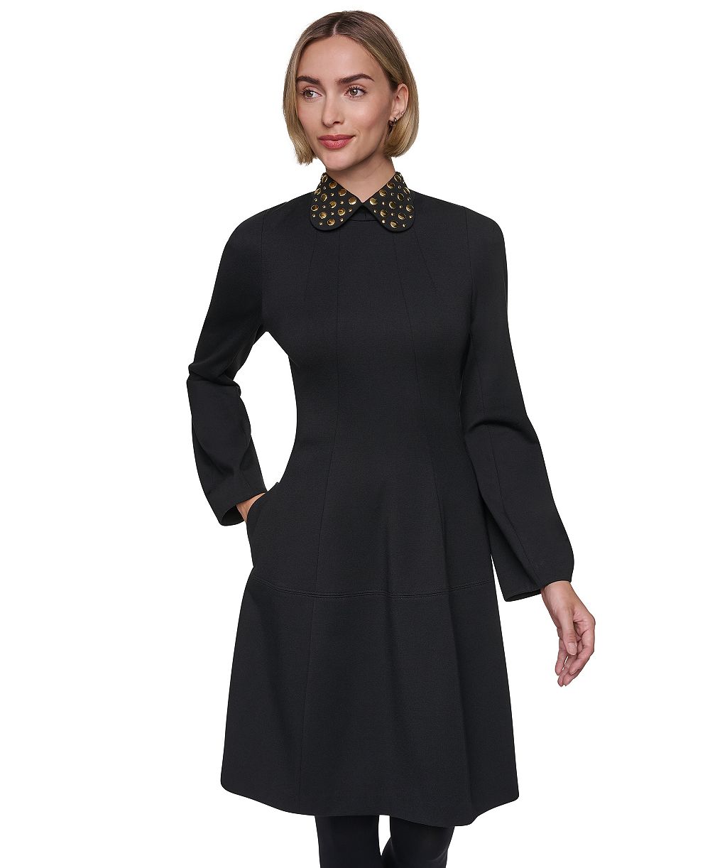 Женское длинное платье-доминo с длинным рукавом и воротником Sonia Rykiel