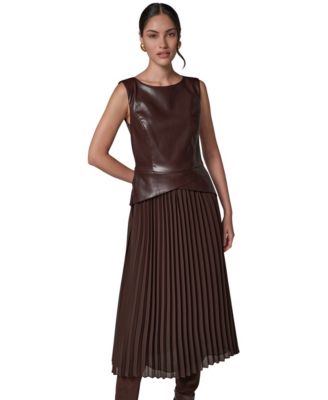 Donna Karan New York женское миди-платье А-силуэта с имитацией запахом и вырезом-лодочкой Petite