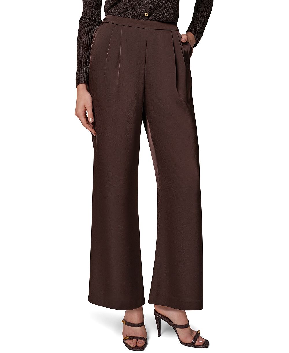 Donna Karan New York брюки с высокой посадкой и широкими штанинами из сатина, Petite