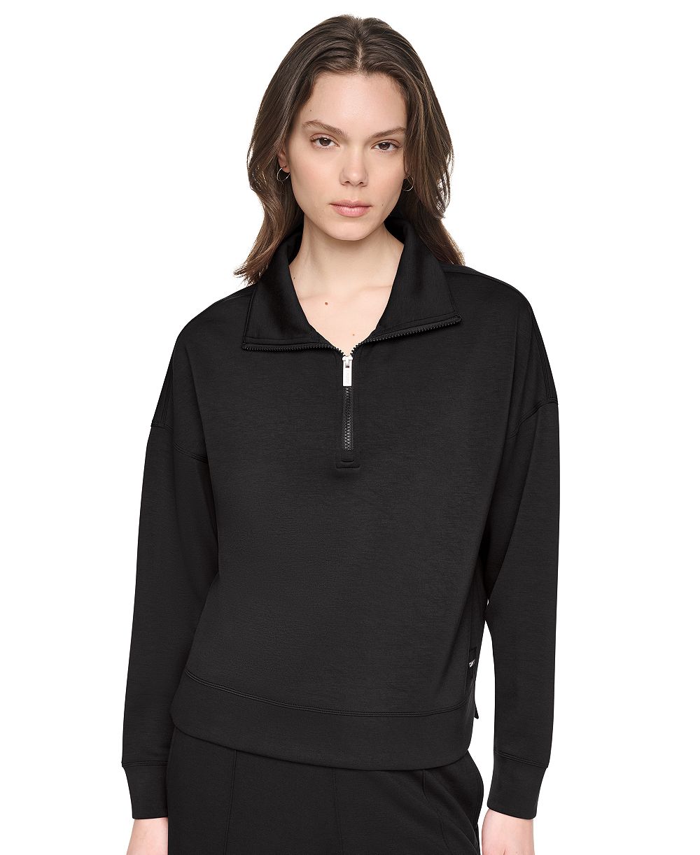 DKNY Sport Women's Mock-Neck Half-Zip Stretch-Scuba Sweatshirt