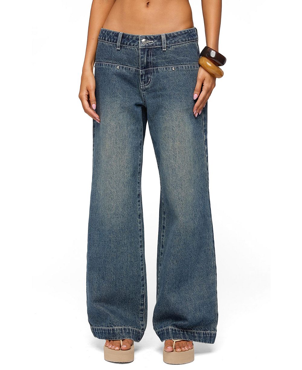 Edikted Women's Wyn Studded Low Rise Baggy Jeans