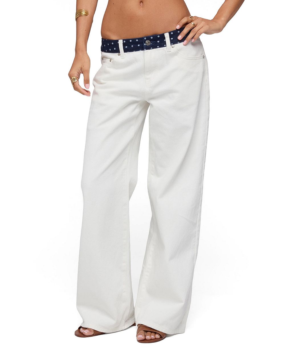 Женские широкие джинсы Edikted Polka Dot Waistband Low Rise Baggy