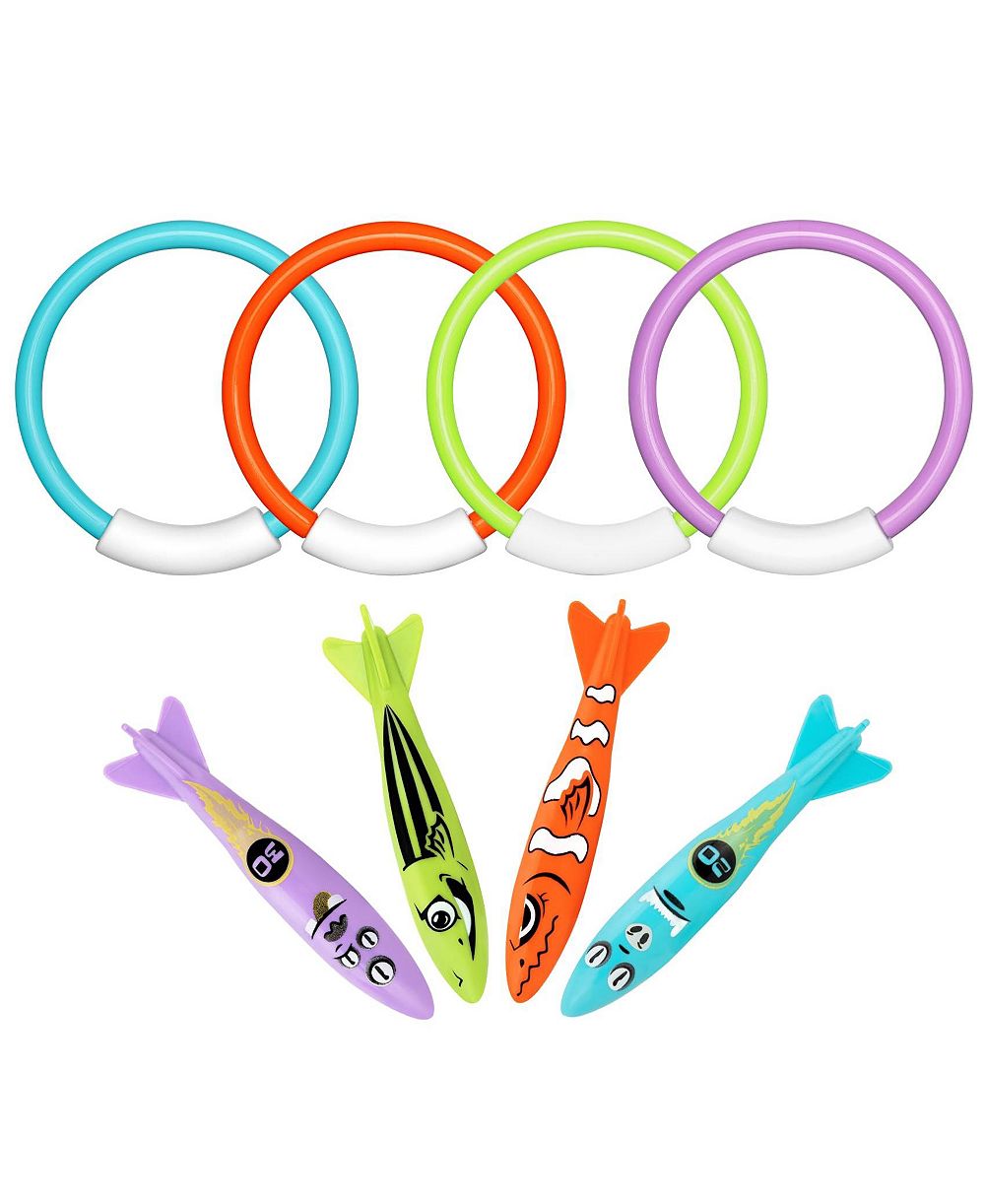 Набор колец для плавания GNUADZ Diving Games Swimming Pool Underwater Rings Torpedo Set