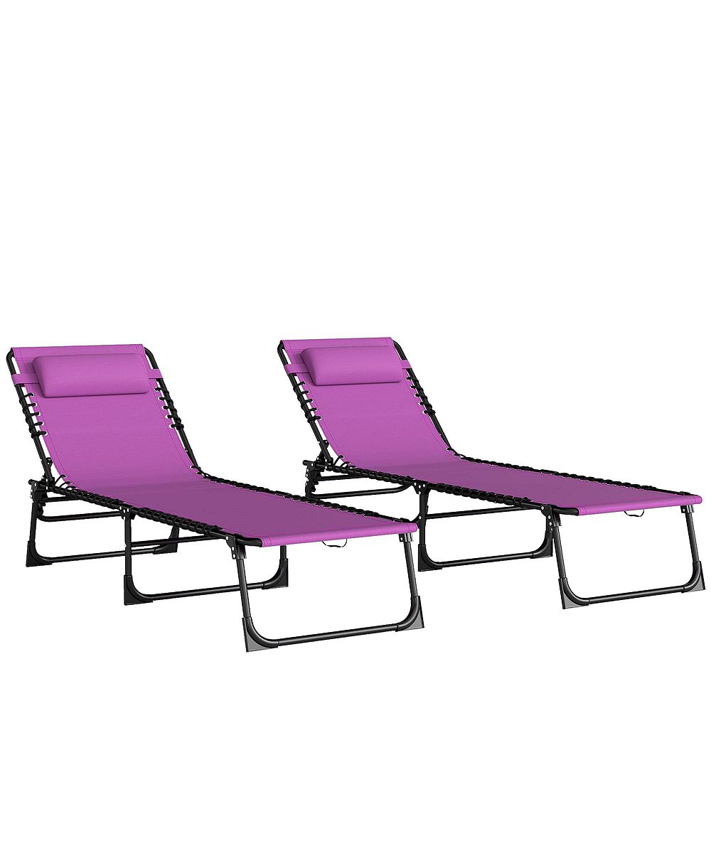 AOFAR 2 Packs 4-position Folding Chaise Lounge Chair Set Outdoor Recliner