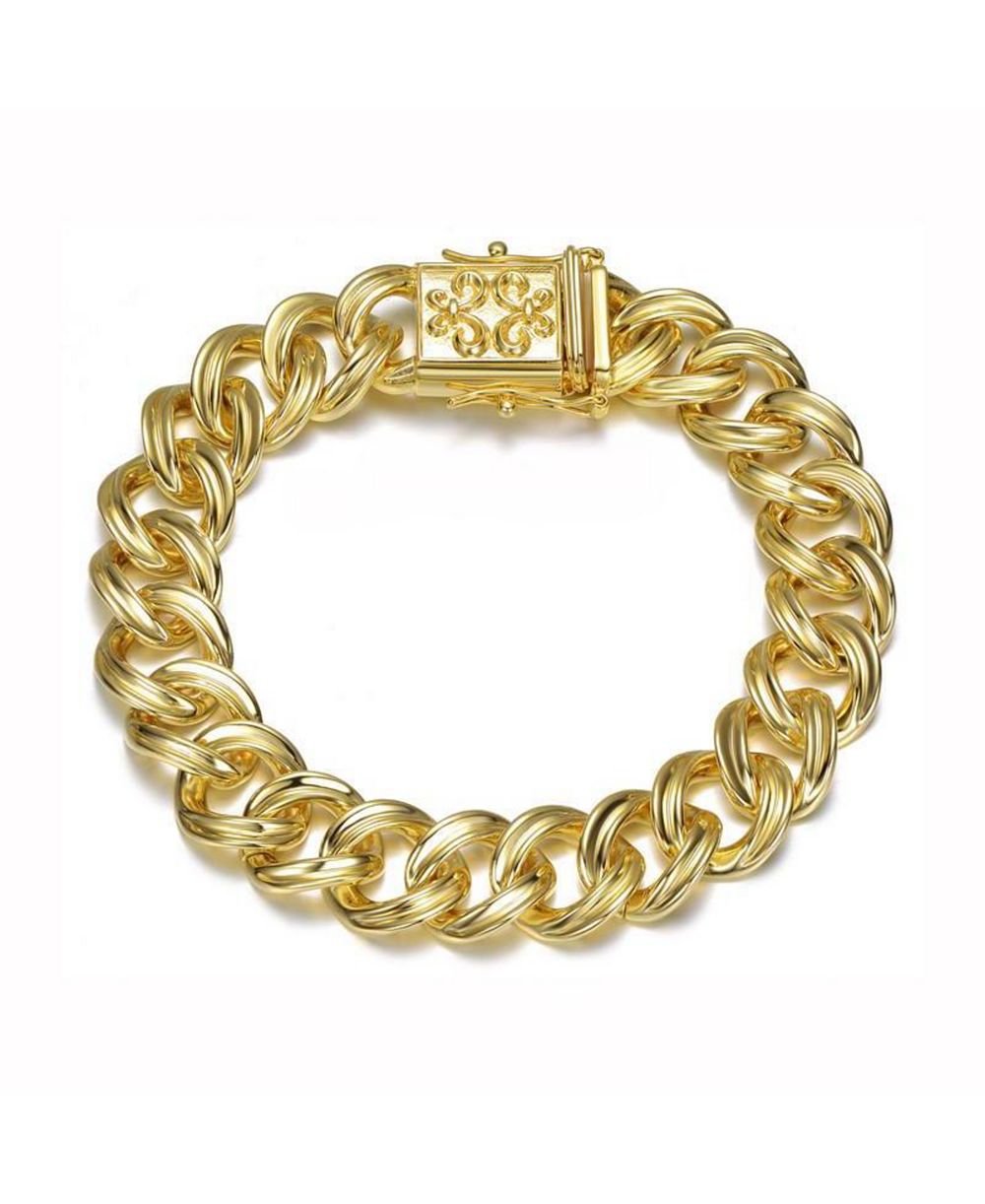 Браслет Rachel Glauber Men's Unique 14K Gold Plated Ornate Curb Link Chain