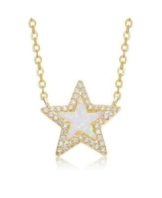 Rachel Glauber ожерелье 14K Gold Plated Opal and CZ Halo