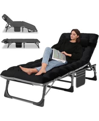 Mooncool Sleeping Cots Folding Chaise Lounge Chairs 5-Position Outdoor for Beach Lawn Camping Pool