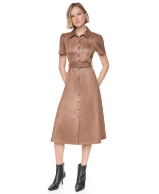 DKNY Женское платье-рубашка A-Line Short-Sleeve Midi