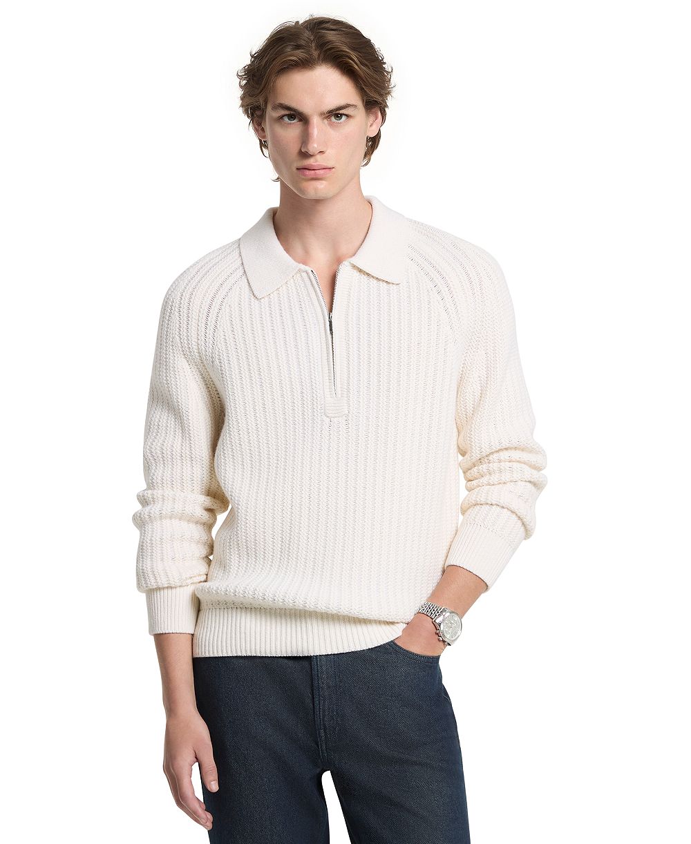 Michael Kors Men's Textured Wool-Blend Quarter-Zip Sweater