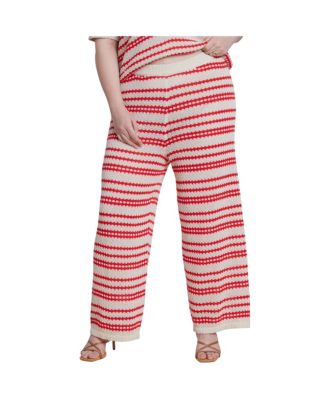 ELOQUII Women's Pointelle Stripe Sweater Pant