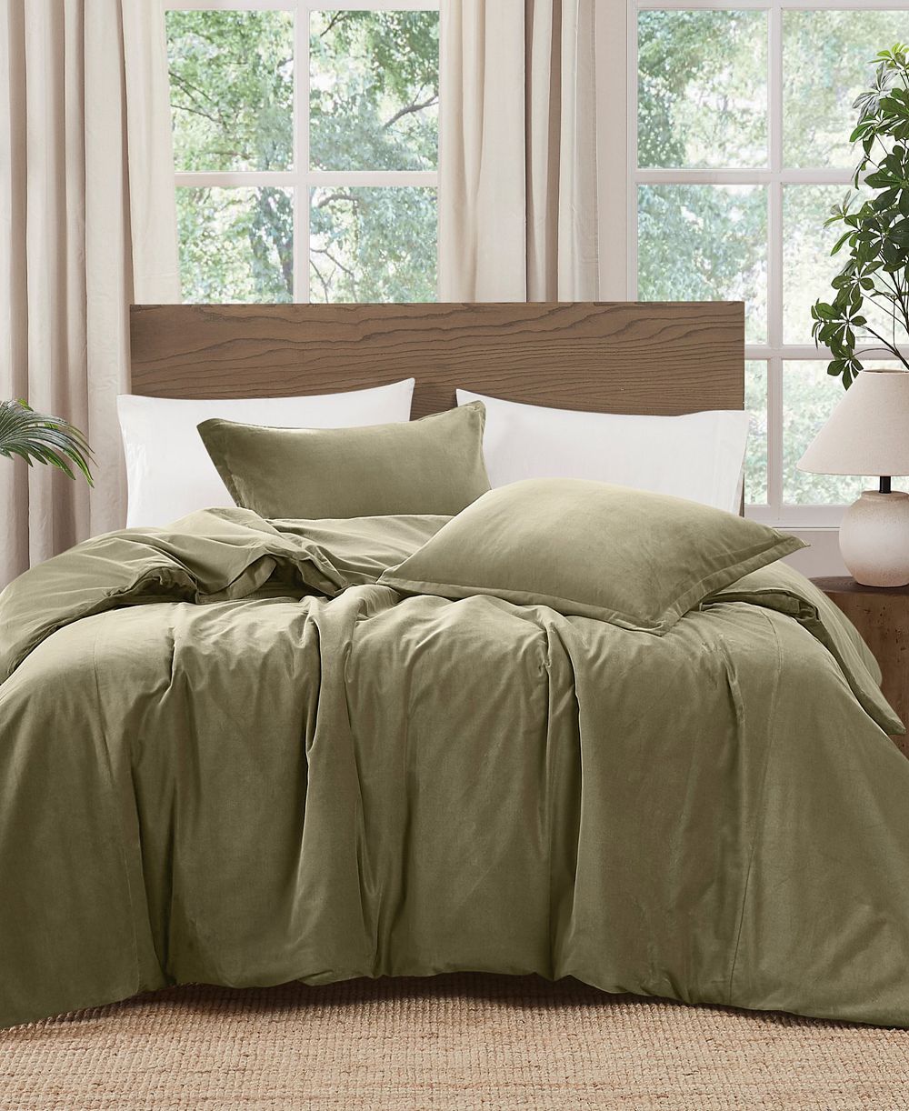 Brooklyn Loom Matte Cotton Velvet 3-Piece Duvet Cover Set, King