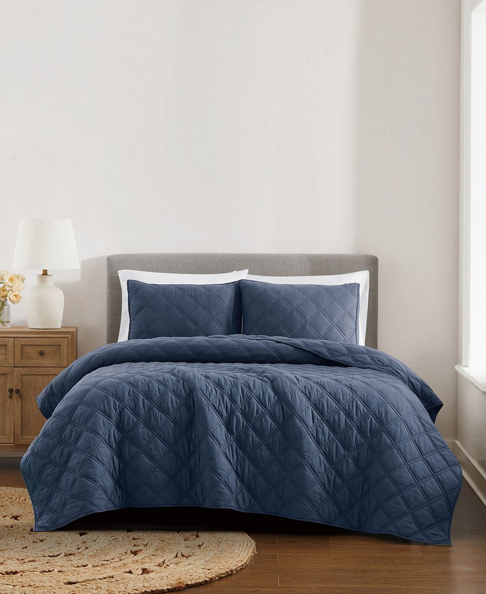 Комплект из 3-х стеганых покрывал Brooklyn Loom Diamond Washed Cotton, Full/Queen