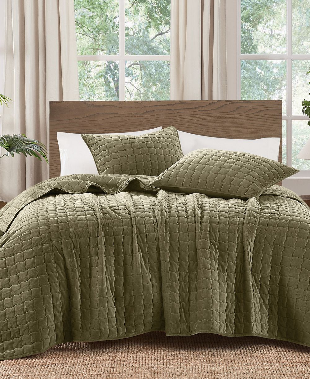 Комплект из 2-х покрывал Brooklyn Loom Matte Cotton Velvet Wavy Square, Twin/Twin XL