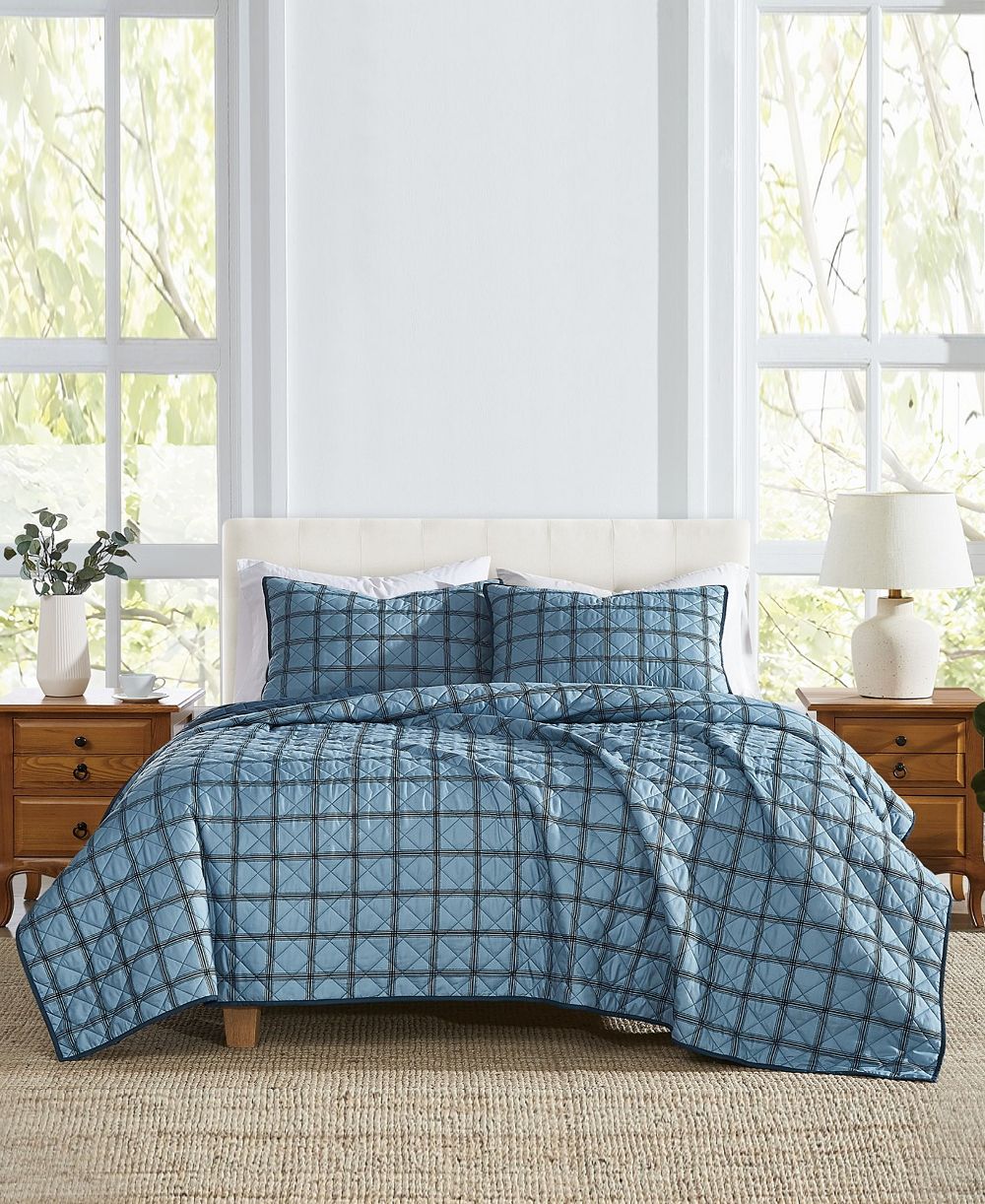 Комплект стеганых покрывал Cannon Luka Grid Plaid, 3-Piece Quilt Set, King