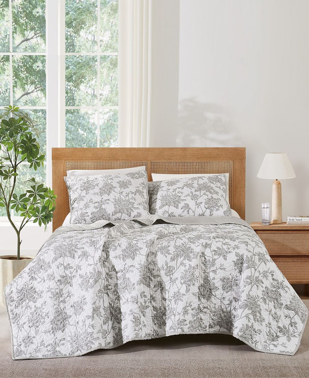 Brooklyn Loom Mila Floral 3-Piece Quilt Set, Full/Queen