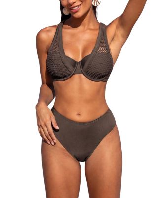 Cupshe Women's Mesh Overlay Underwire Bikini Set