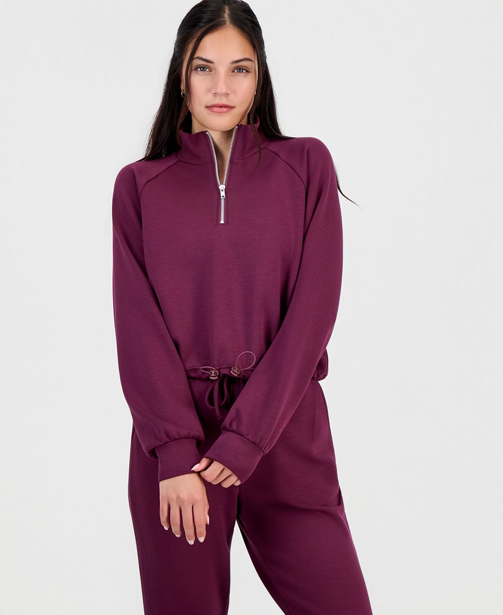 Tinseltown Juniors' Half-Zip Scuba Sweatshirt