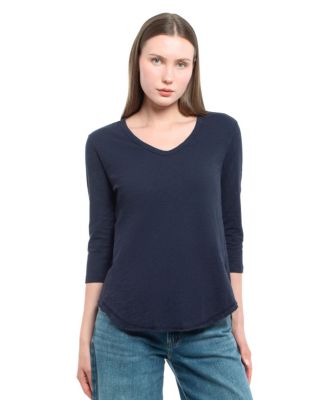 WILT Women's 3/4 Sleeve V-Neck Shirttail Tee