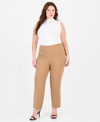 Anne Klein Plus Size Hollywood Waist Pull-On Mid-Rise Pants