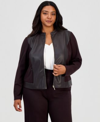 Anne Klein Essentials Plus Size Женский мото длинный рукав мандаринский воротник куртка