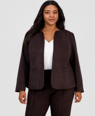 Anne Klein Essentials Plus Size Скуба замша открытая перед блейзер
