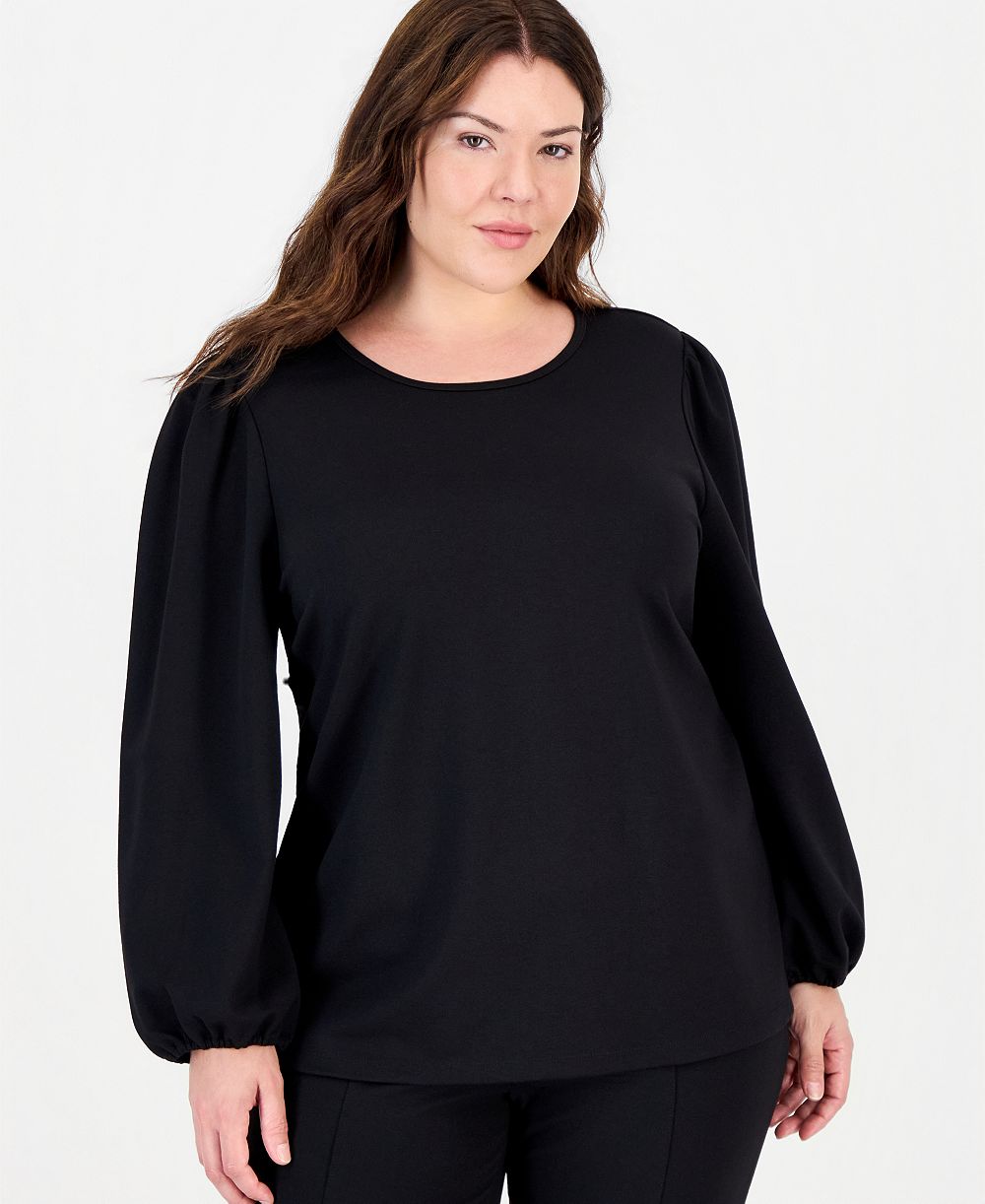 Anne Klein Essentials женская кофта из трикотажа с круглым вырезом и объемными рукавами, размер plus size