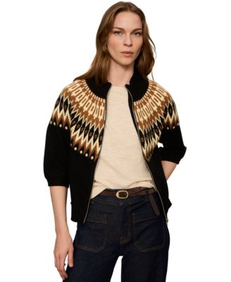 Женский кардиган sanctuary fairisle zip-up short sleeve semi-cropped