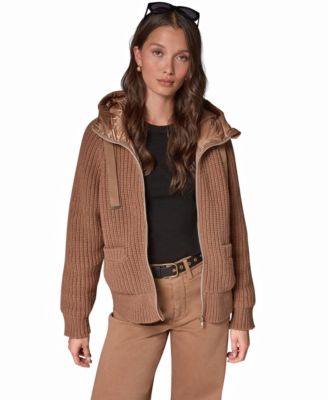 Donna Karan Weekend для женщин объемная куртка с капюшоном из шерстяной смеси с элементами из разных материалов