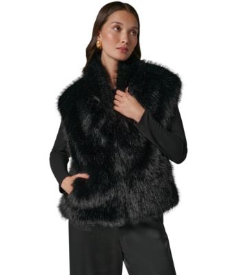 Женский жилет Donna Karan New York из искусственного меха без рукавов с воротником, размер Petite