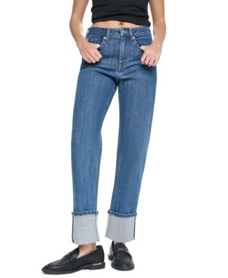 DKNY Jeans Women's High-Rise Straight-Leg Logo-Tape Jeans