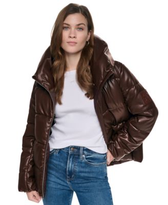 Женская стеганая пуховая куртка DKNY Jeans с эффектным воротником