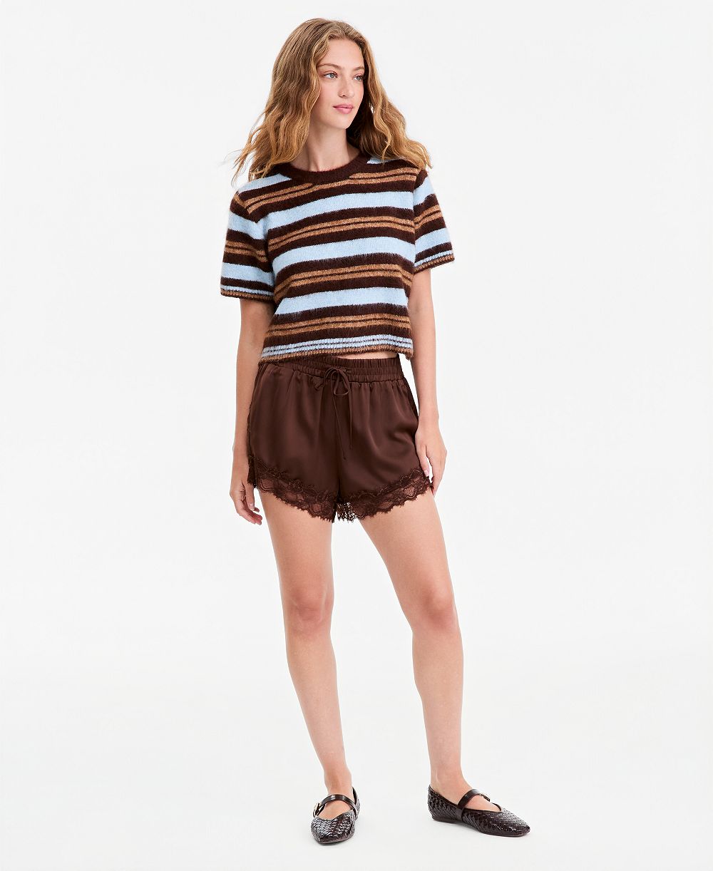 And Now This Women's Pull-On Drawstring Satin Lace Shorts, Macy's Exclusive