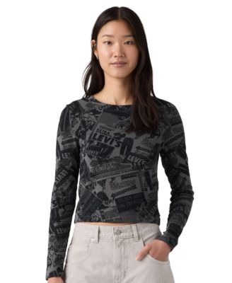 Levi's® женская укороченная футболка с длинным рукавом и графическим принтом Essential