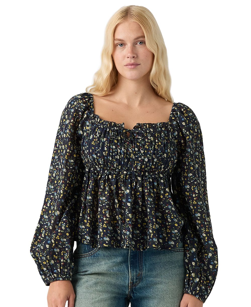 Levi's®  Premium Women's Oraya Front-Tie Floral-Print Scoop Neck Blouse