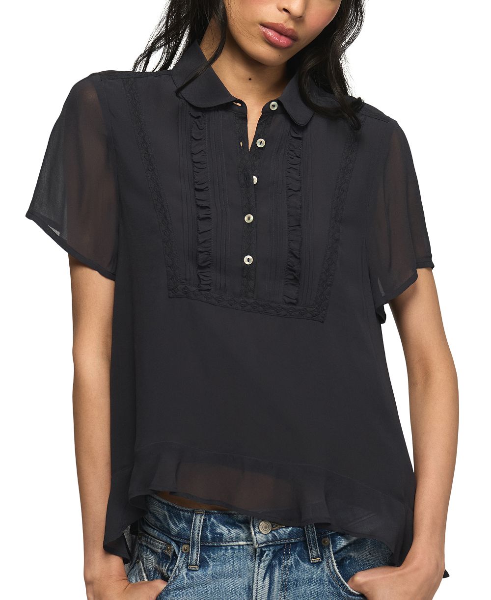 Женская блузка Lucky Brand High-Low с рюшами и коротким рукавом